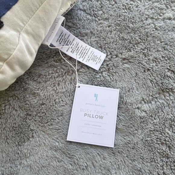 Pottery Barn Kids Busy Truck Pillow Blue Semi Shaped Throw Decorative Theme Room - Picture 4 of 7